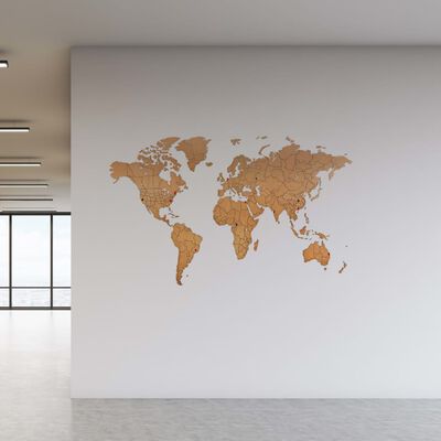 MiMi Innovations Décor de carte du monde murale Puzzle Marron 150x90cm