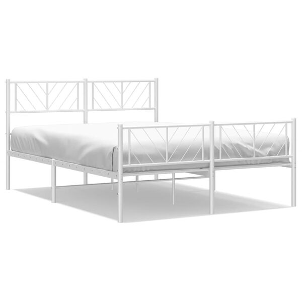 vidaXL Cadre de lit m&eacute;tal sans matelas et pied de lit blanc 140x190 cm