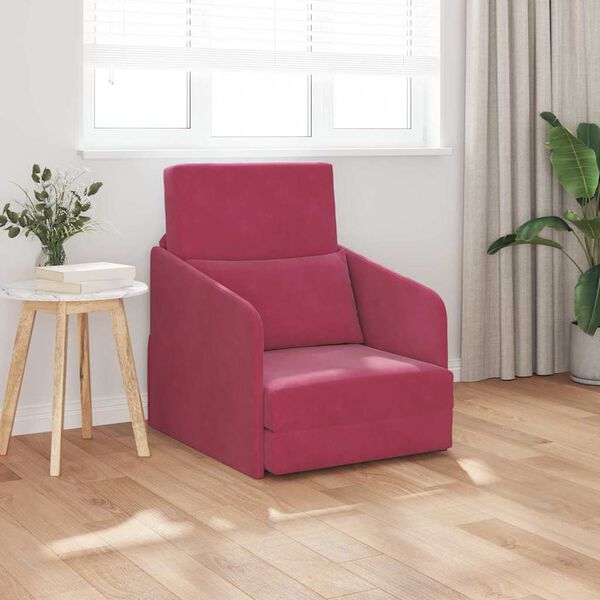vidaXL Canapé-Lit Bordeaux 65 x 80 x 83 cm Velours