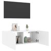 vidaXL Meuble TV mural avec lumi&egrave;res LED blanc 80x35x31 cm