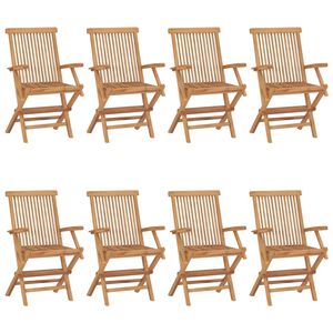 vidaXL Chaises de jardin lot de 8 Bois de teck massif