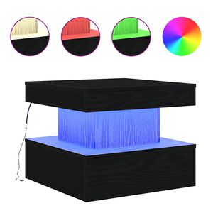 vidaXL Table basse avec lumi&egrave;res LED ch&ecirc;ne noir 50x50x40 cm