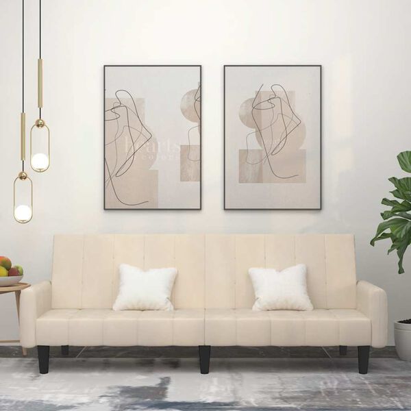 vidaXL Canapé-lit à 2 places crème velours