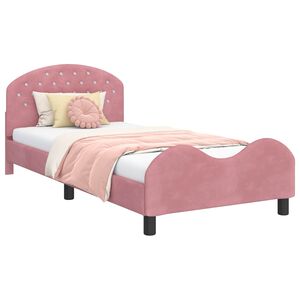 vidaXL Cadre de lit pour enfants avec t&ecirc;te de lit Rose 90 x 190 cm