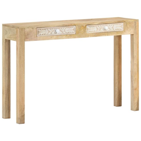 vidaXL Table console 110x30x75 cm bois de manguier massif blanchi