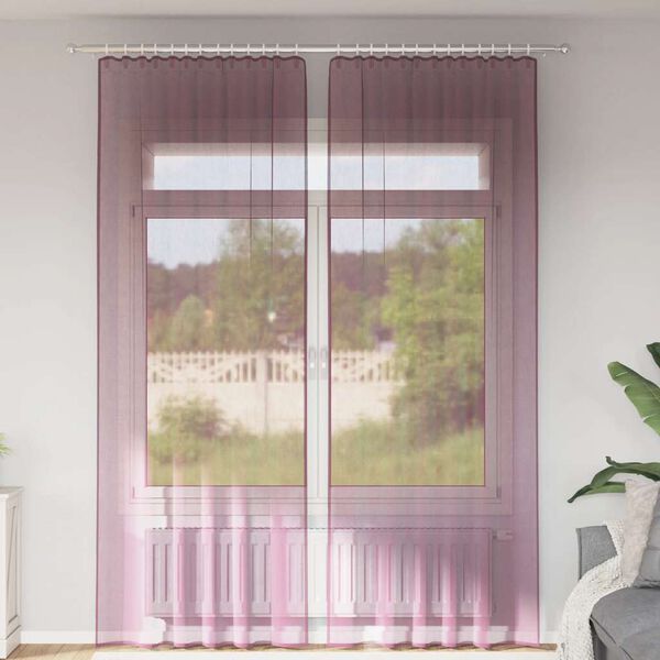 vidaXL Rideaux en voile avec boucles 2 pcs violet 140x260 cm