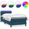 vidaXL Sommier &agrave; lattes de lit et matelas et LED bleu fonc&eacute; 100x220cm velours