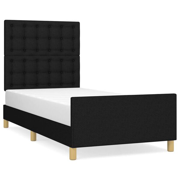 vidaXL Cadre de lit sans matelas avec t&ecirc;te de lit noir 90x190 cm tissu