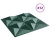 vidaXL Panneaux muraux 12 pcs Vert Origami 50 x 50 cm Mousse XPS