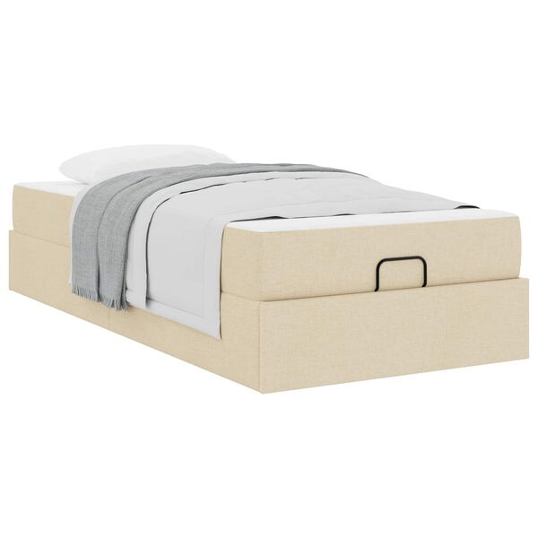 vidaXL Cadre de lit avec matelas avec matelas 2 pcs Cr&egrave;me tissu