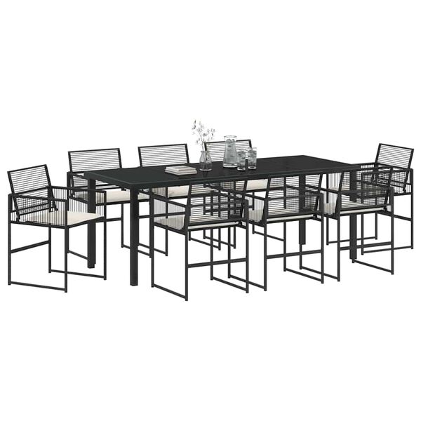 vidaXL Ensemble de salle &agrave; manger pour jardin 9 pcs Noir