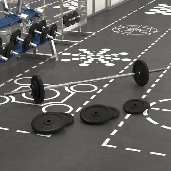 vidaXL Barre d'haltères avec plaques 90 kg fonte