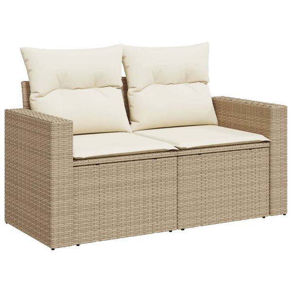 vidaXL Salon de jardin avec coussins 8 pcs beige r&eacute;sine tress&eacute;e