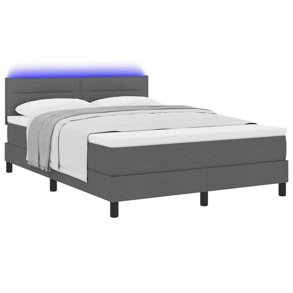 vidaXL Lit &agrave; ressorts avec matelas Gris fonc&eacute; 160 x 200 cm tissu