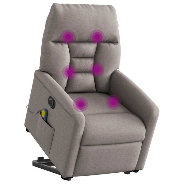 vidaXL Fauteuil inclinable de massage &eacute;lectrique Taupe Tissu