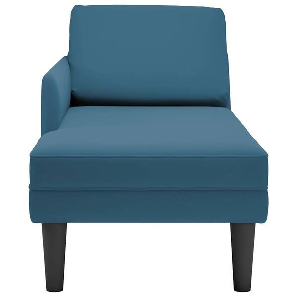 vidaXL Fauteuil long avec coussin et accoudoir droit bleu velours
