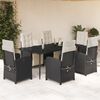 vidaXL Ensemble &agrave; manger de jardin coussins 7pcs Noir R&eacute;sine tress&eacute;e