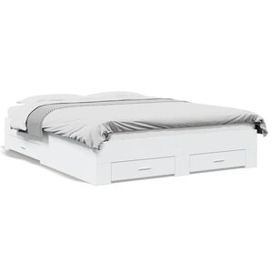vidaXL Cadre de lit avec tiroirs sans matelas blanc 160x200 cm