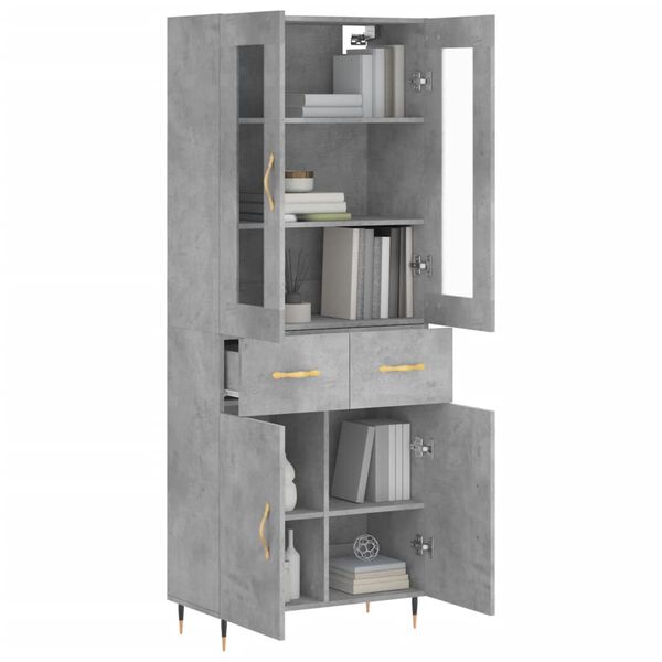 vidaXL Buffet haut Gris b&eacute;ton 69,5x34x180 cm Bois d'ing&eacute;nierie