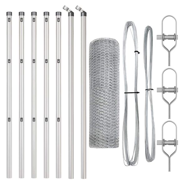 vidaXL Clôture avec poteaux Argent 0.4 x 10 m Acier recouvert de PVC