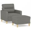 vidaXL Fauteuil avec repose-pied Gris fonc&eacute; 60 cm Tissu
