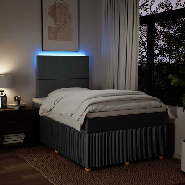 vidaXL Sommier &agrave; lattes de lit avec matelas Gris fonc&eacute; 120x200cm Tissu