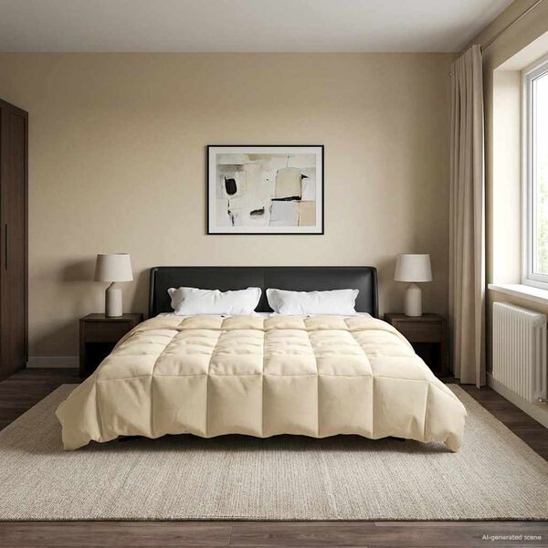 vidaXL Duvet d'&eacute;t&eacute; simple Matelass&eacute; Cr&egrave;me 200 x 200 cm Microfibre