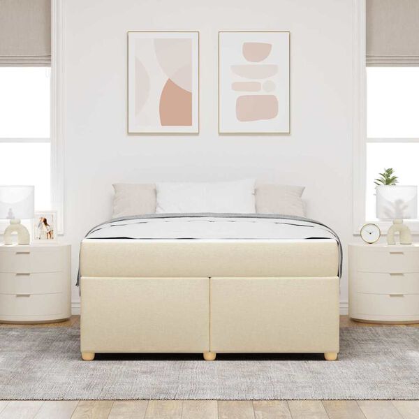 vidaXL Cadre de lit avec matelas Cr&egrave;me 160 x 200 cm tissu