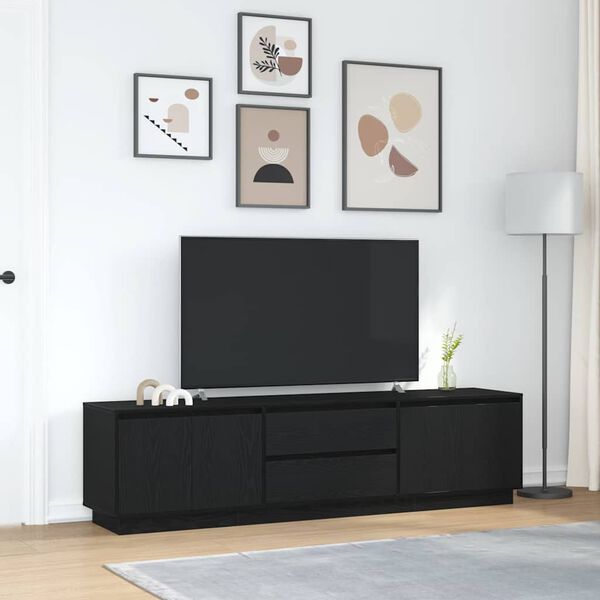 vidaXL Meuble TV avec lumi&egrave;res LED ch&ecirc;ne noir 193,5x41x50 cm