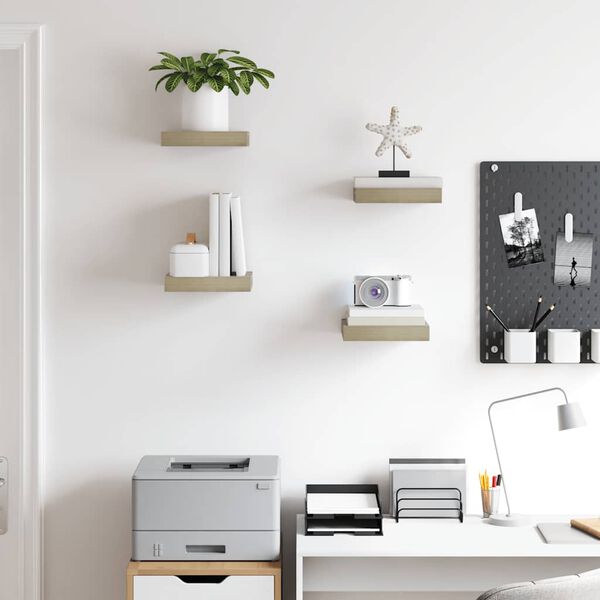 vidaXL &Eacute;tag&egrave;res murales flottantes 4 pcs ch&ecirc;ne 23x23,5x3,8 cm MDF