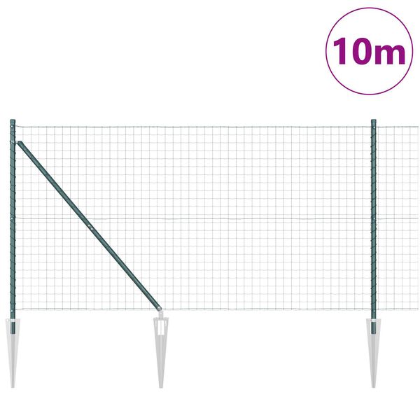 vidaXL Cl&ocirc;ture avec poteau Vert 1,4 x 10 m Acier et PVC