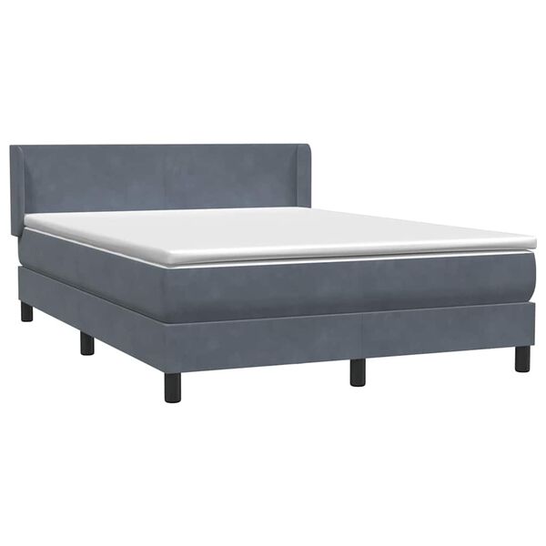 vidaXL Sommier &agrave; lattes de lit et matelas gris fonc&eacute; 160x220cm velours