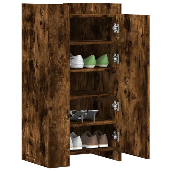 vidaXL Armoire à chaussures chêne fumé 52x37,5x100cm bois d'ingénierie
