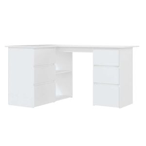 vidaXL Bureau d'angle Blanc 145x100x76 cm Bois d'ing&eacute;nierie