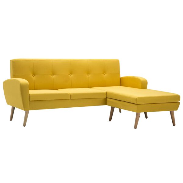 vidaXL Canapé en forme de L revêtement en tissu 186x136x79 cm jaune