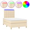 vidaXL Sommier &agrave; lattes de lit et matelas et LED Cr&egrave;me 120x200cm Tissu