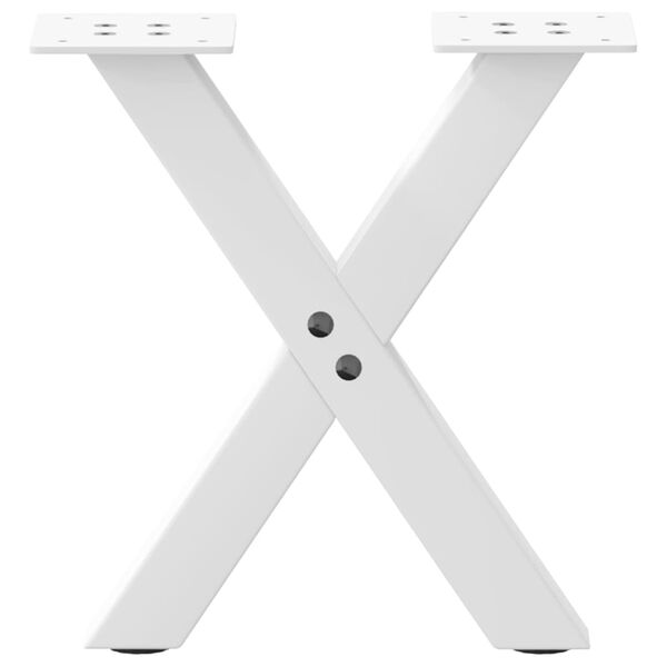 vidaXL Pieds de table basse en forme de X, 2 pi&egrave;ces, blanc, 37 x (30-31) cm, acier
