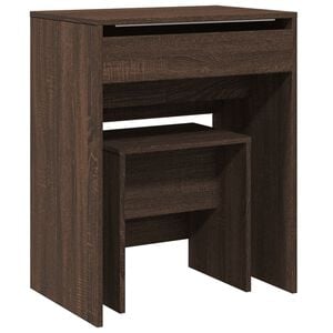 vidaXL Coiffeuse et tabouret ch&ecirc;ne marron 60x40x113,5 cm