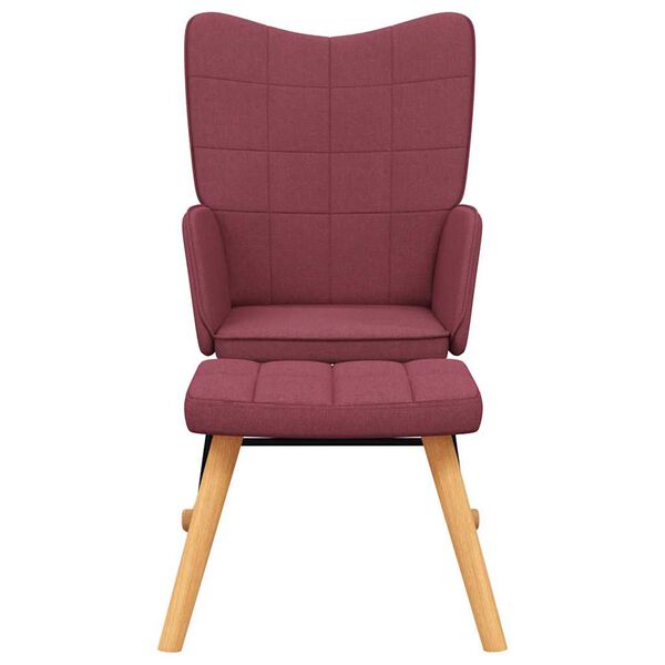 vidaXL Chaise à bascule avec tabouret Rouge bordeaux Tissu