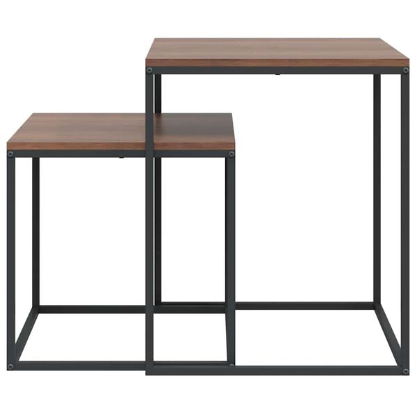 vidaXL Ensemble de table basse 2 pcs Bois d'ing&eacute;nierie et m&eacute;tal