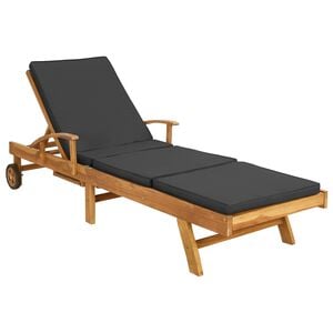 vidaXL Chaise longue avec coussin Bois de teck massif