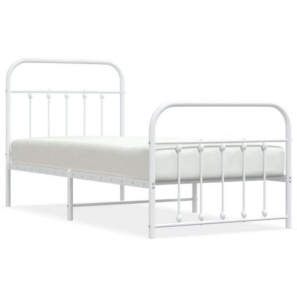vidaXL Cadre de lit métal sans matelas avec pied de lit blanc 90x200cm
