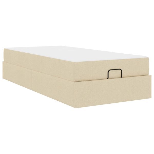 vidaXL Cadre de lit avec matelas avec matelas 2 pcs Cr&egrave;me tissu