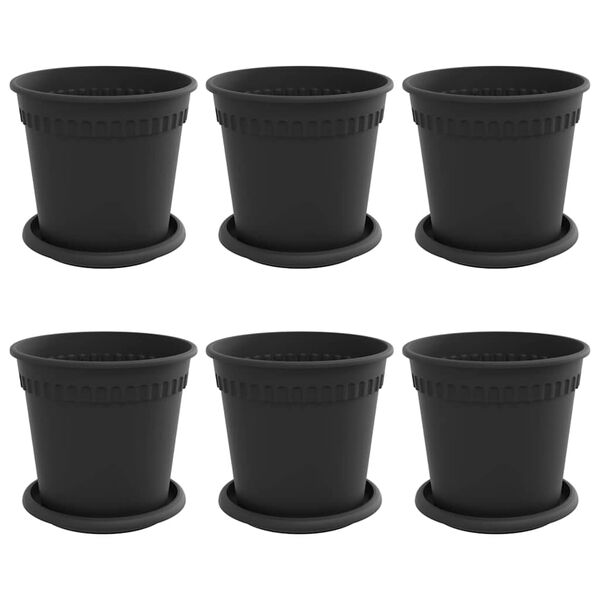 vidaXL Pots de plantes 6 pcs Noir &Oslash; 17 x 14 cm Plastique