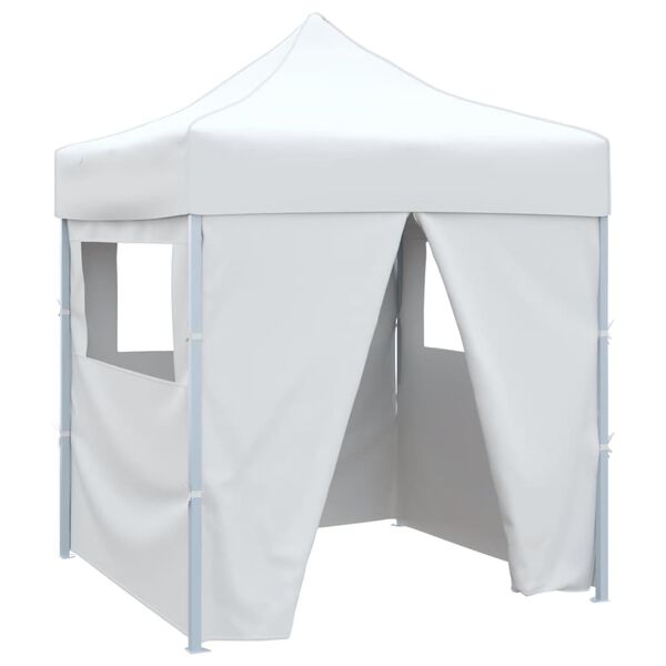 vidaXL Tente de r&eacute;ception pliable avec 4 parois 2x2 m Acier Blanc