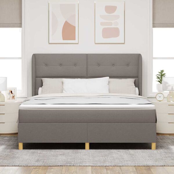 vidaXL Lit &agrave; ressorts avec matelas gris fonc&eacute; 90x190 cm Taupe tissu