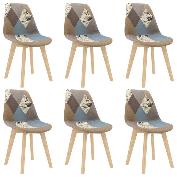 vidaXL Chaises à manger lot de 6 Design de patchwork gris tissu