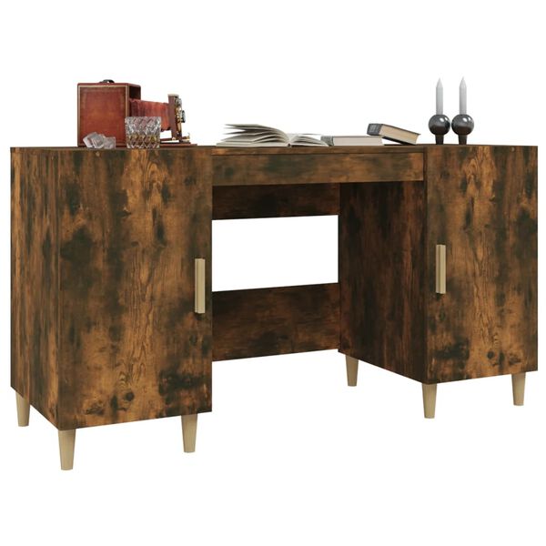 vidaXL Bureau Chêne fumé 140x50x75 cm Bois d'ingénierie