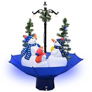vidaXL Arbre de No&euml;l neigeux avec base de parapluie Bleu 75 cm PVC