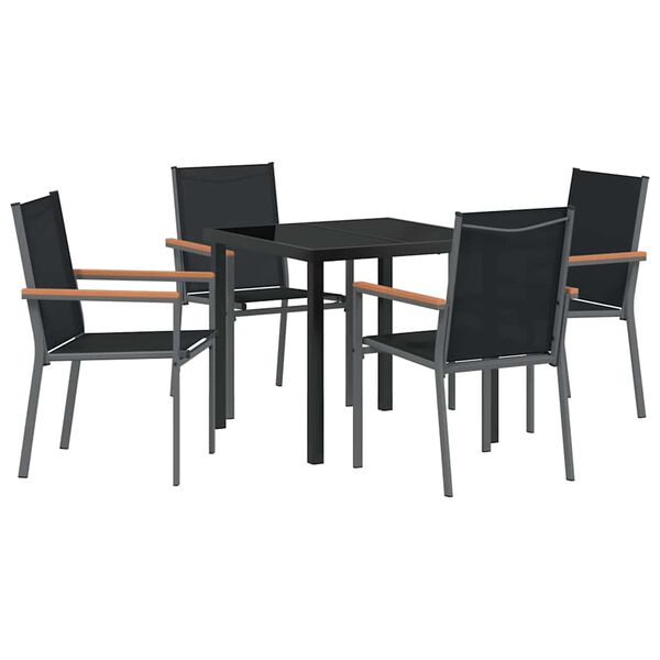 vidaXL Ensemble de salle &agrave; manger pour jardin 5 pcs Noir